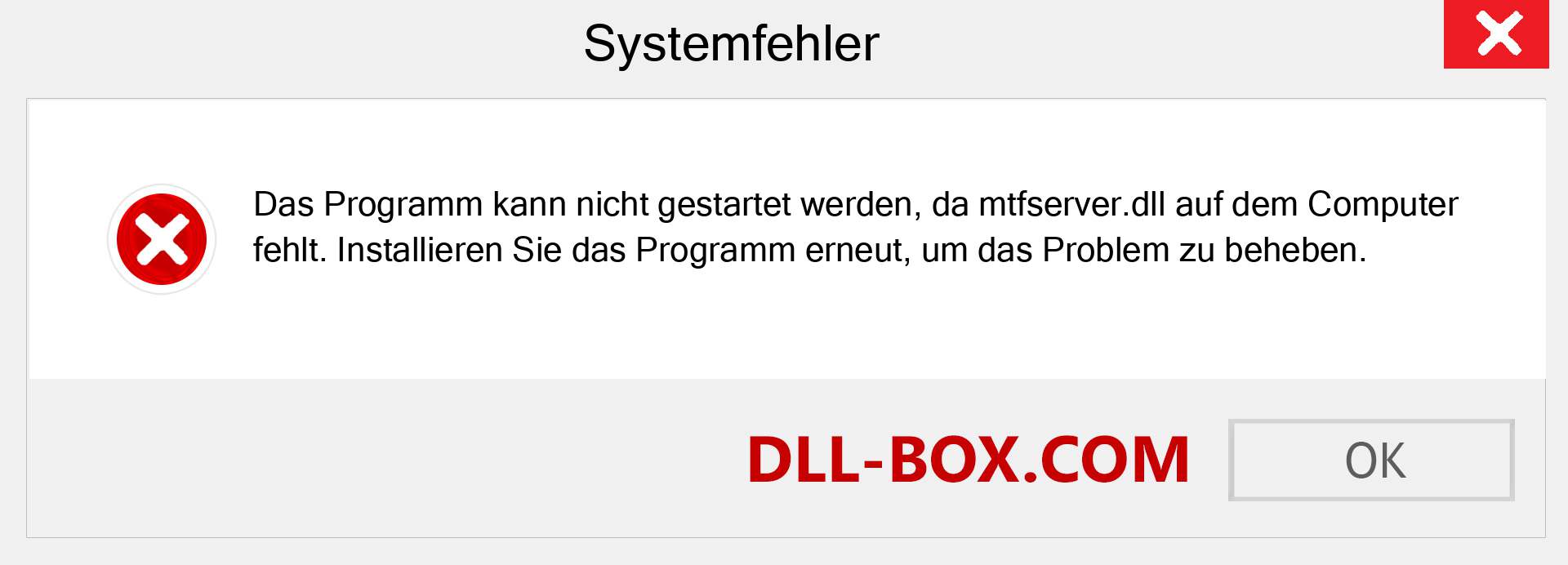 mtfserver.dll-Datei fehlt?. Download für Windows 7, 8, 10 - Fix mtfserver dll Missing Error unter Windows, Fotos, Bildern