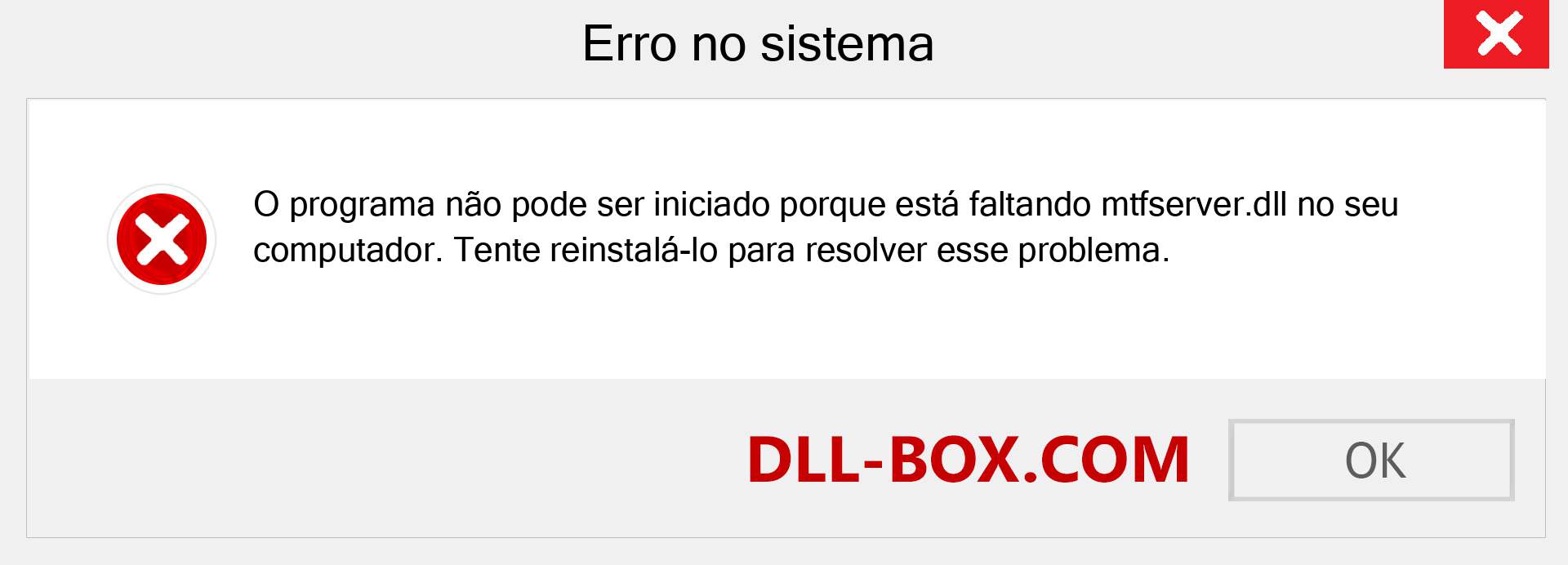 Arquivo mtfserver.dll ausente ?. Download para Windows 7, 8, 10 - Correção de erro ausente mtfserver dll no Windows, fotos, imagens