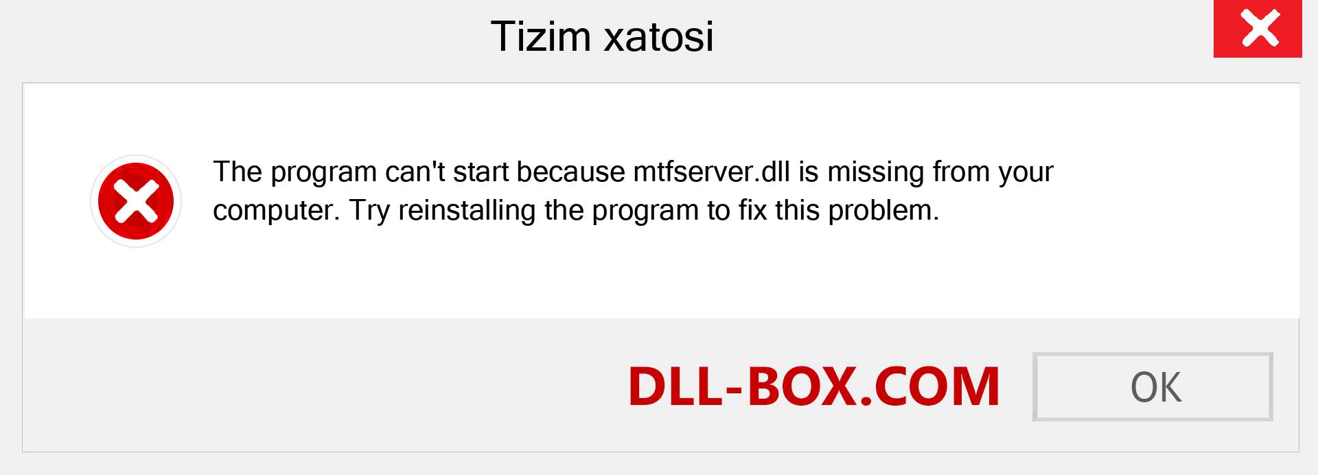 mtfserver.dll fayli yo'qolganmi?. Windows 7, 8, 10 uchun yuklab olish - Windowsda mtfserver dll etishmayotgan xatoni tuzating, rasmlar, rasmlar